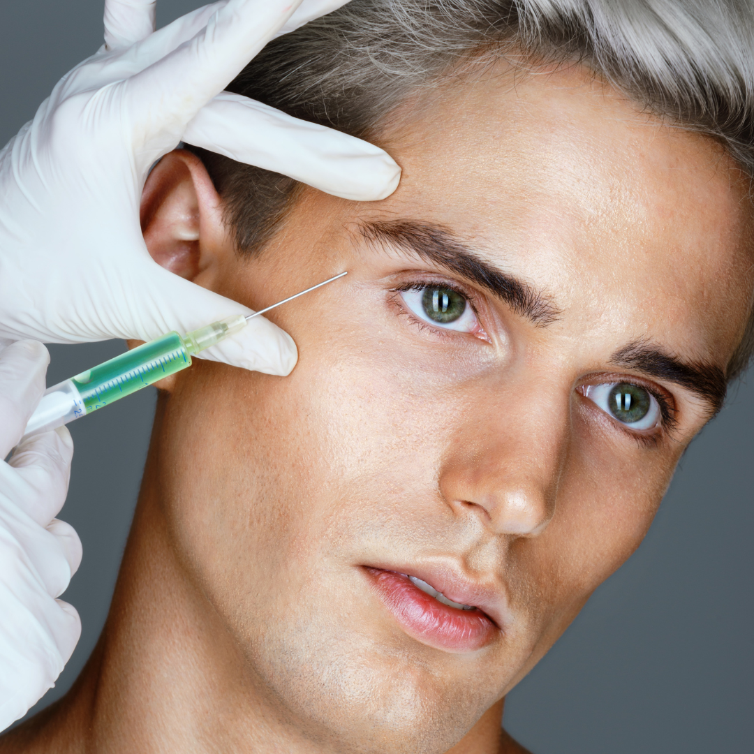 Young man receiving Botox injections