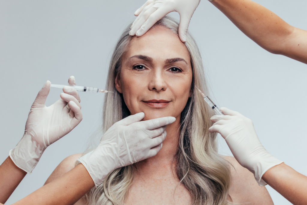 Woman correcting the signs of aging with different types of dermal fillers