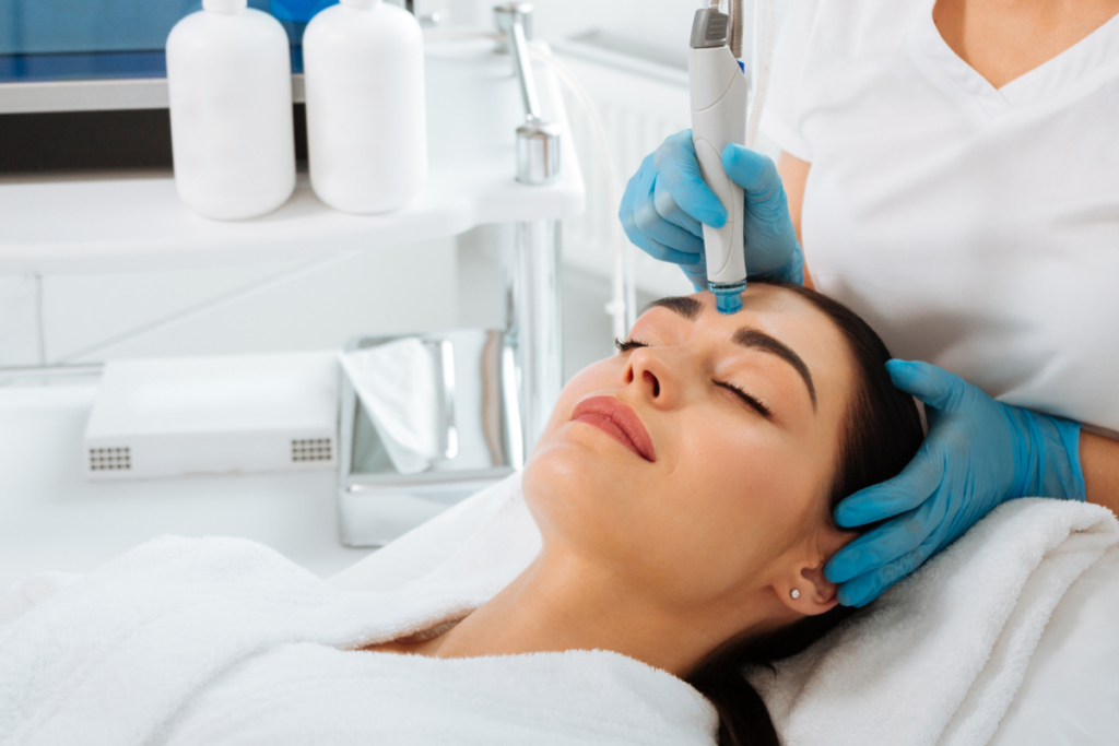 Woman receiving HydraFacial, a great treatment for winter skin dryness