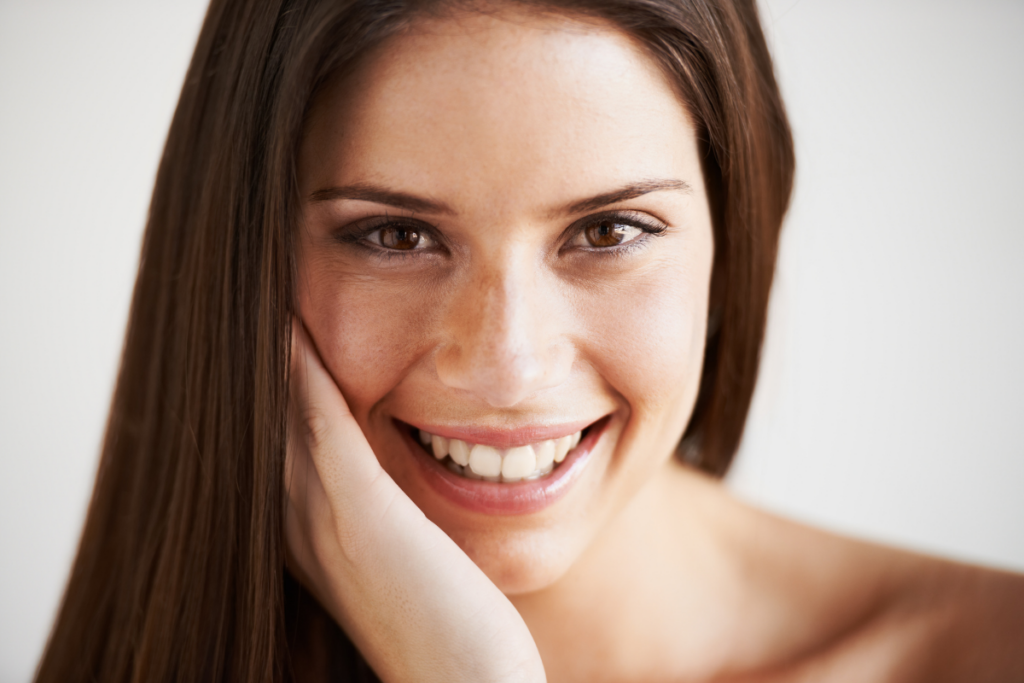 Woman with beautiful no-makeup skin