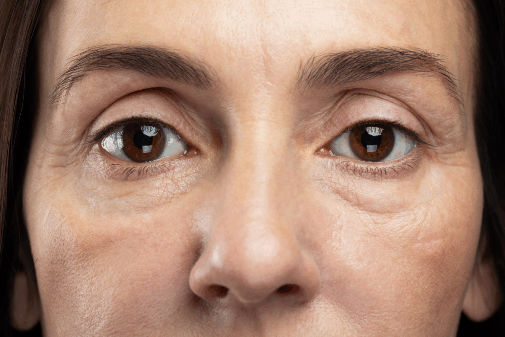 Woman displaying signs of stress face