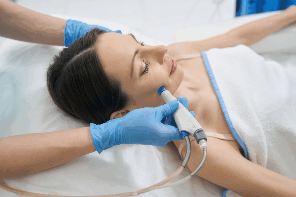 Woman receiving a HydraFacial